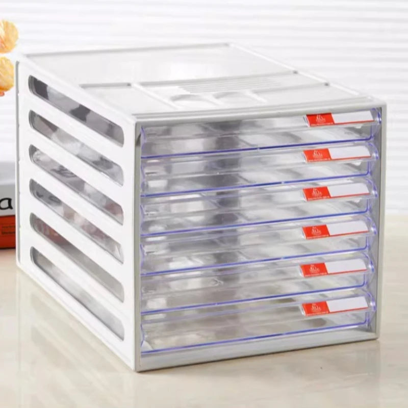 Desktop File Cabinet, 4-Tier Clear Drawer Organizer, Dustproof Plastic Storage for Office, Home Desk Document Organizer
