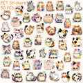 50pcs Cartoon Cute Cats PET Stickers Decals For Phone Laptop Notebook Skateboard Guitar DIY Aesthetic Transparent Stickers