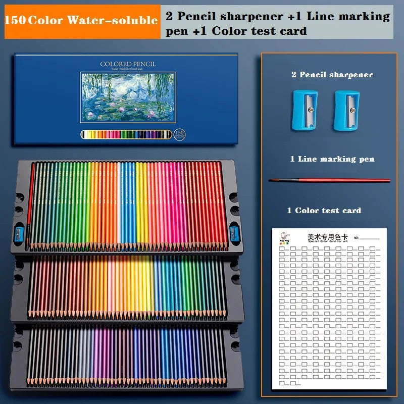Drawing Colored Pencils Professional Set of 48/72/120/150/200, Water soluble/Oilbase Art Supplies for Coloring Blending Layering