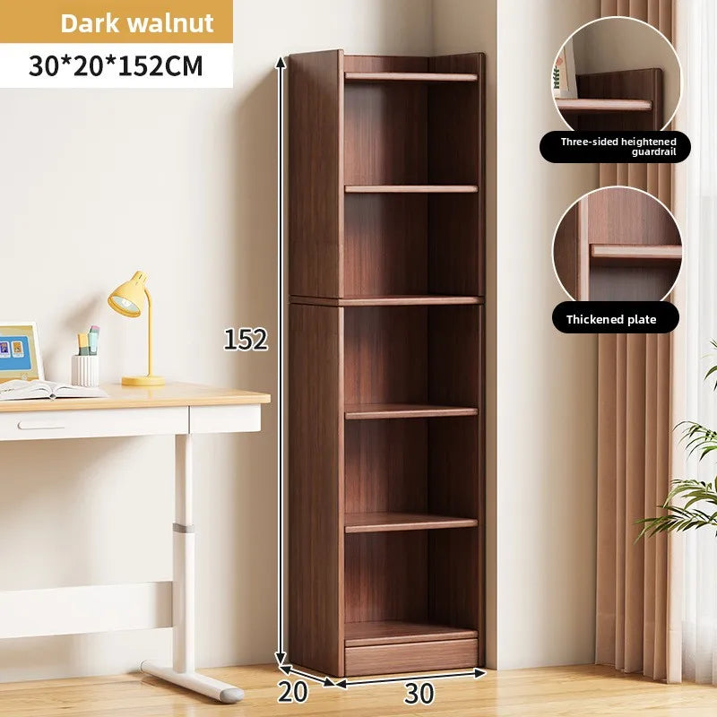 Narrow Bookshelf Modern Simple Small Floor-to-wall Multi-layer Storage Rack Corner Cabinet Narrow Locker