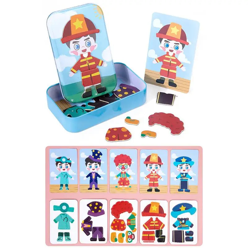 Magnetic 3D Puzzle Dress Up Expression Travel Tin Box Jigsaw Game Imagination Toys Gifts For Girls