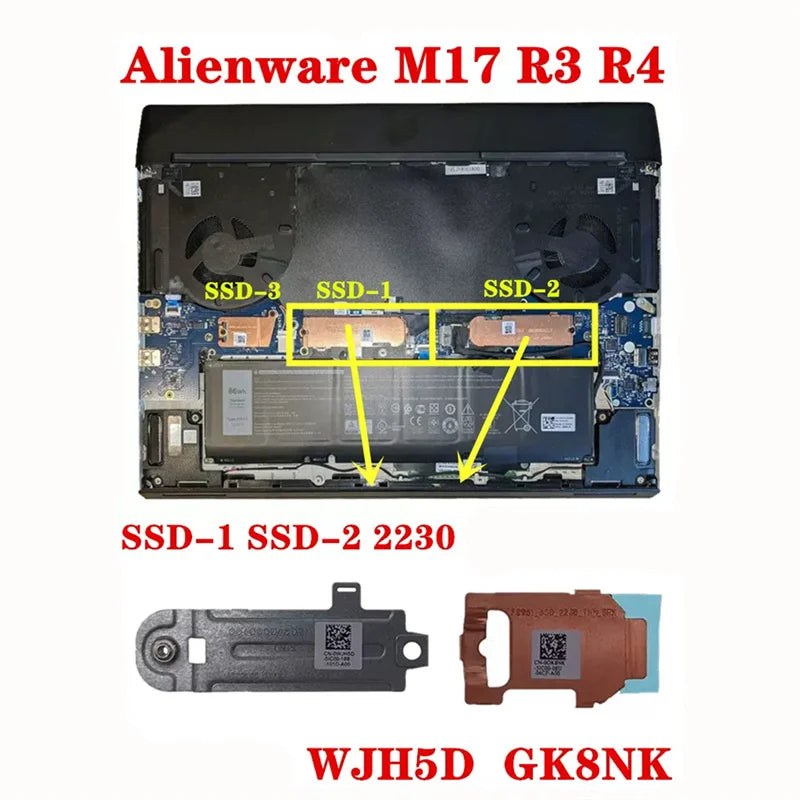 New Original Laptop M.2 2230 2280 SSD Bracket Heatsink Plate For Dell Alienware M15 R3 R4 M17 R3 R4 0RT4G1 0GK8NK 08F83M 0YDKGW