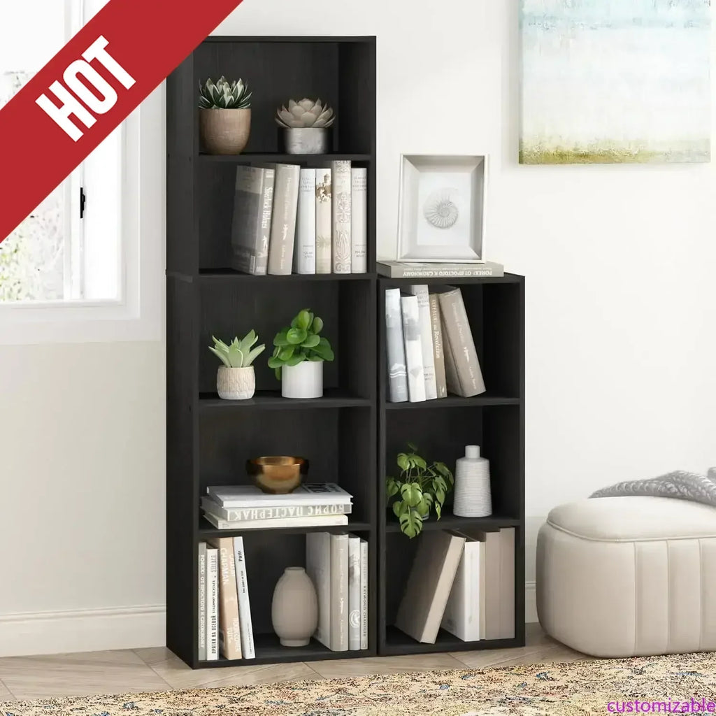 Customizable-Luder Bookcase / Bookshelf / Storage Shelves, 5-Tier, Blackwood