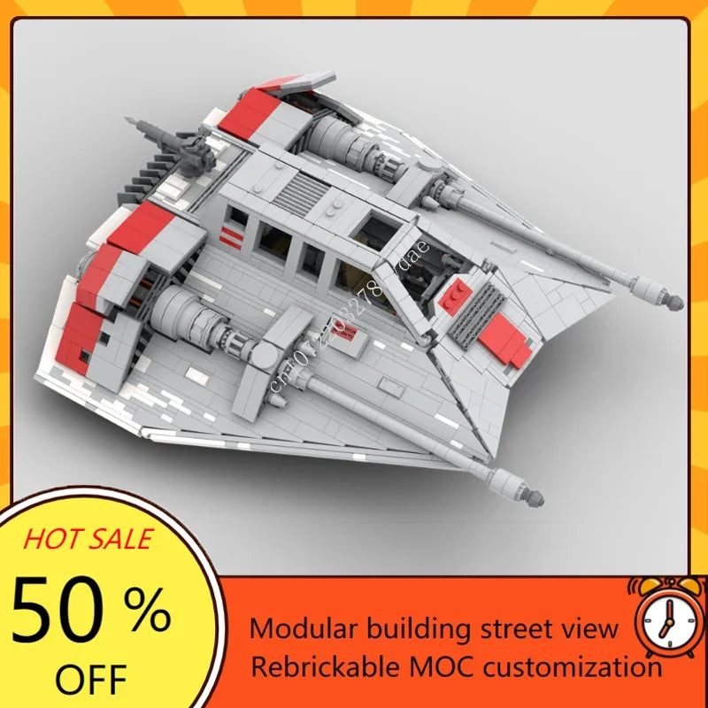 2365PCS MOC Space Battle T-47 Snowspeeder Fighter Model Custom Puzzles Technology Educational DIY Creative Assembly Toy Kid Gift