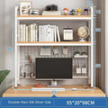 Home Furniture Desktop Multi-Layer Wrought Iron Shelf Bookcase With Grid Bookshelf Table Hole Board Table Wooden Shelves Student