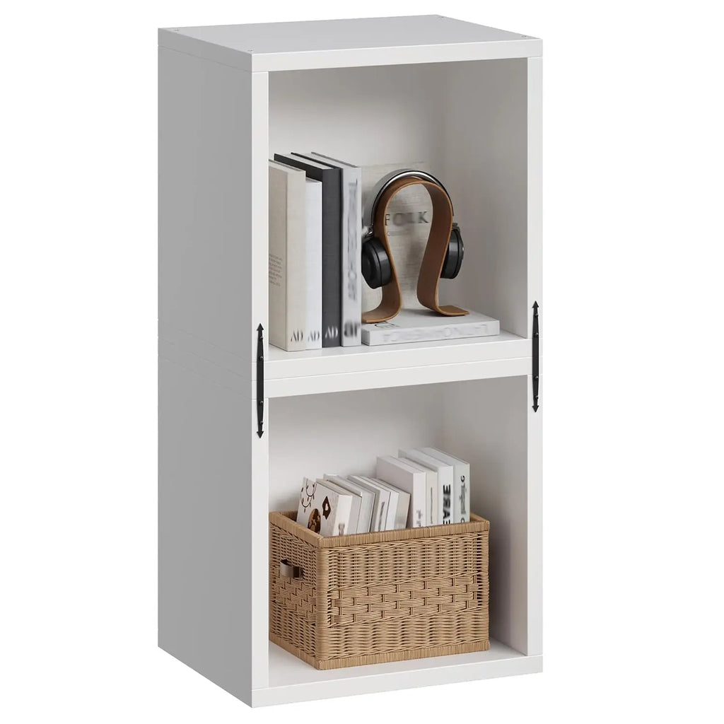 Stackable Cube Storage Organizer Modular Display Bookcase Anti-Tip Cubby for Bedroom Office Dorm 2-Cube White, Customized