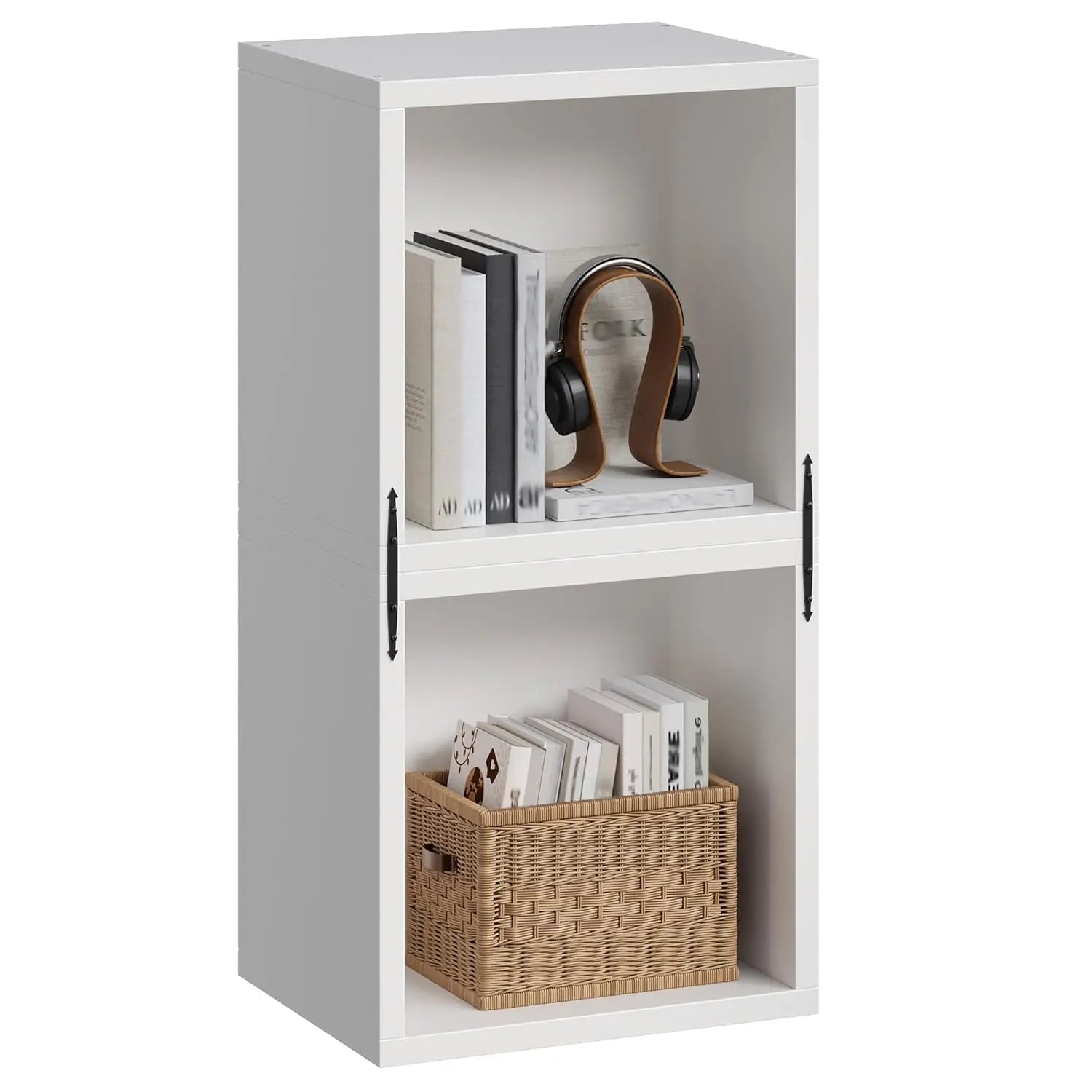 Stackable Cube Storage Organizer Modular Display Bookcase Anti-Tip Cubby for Bedroom Office Dorm 2-Cube White, Customized