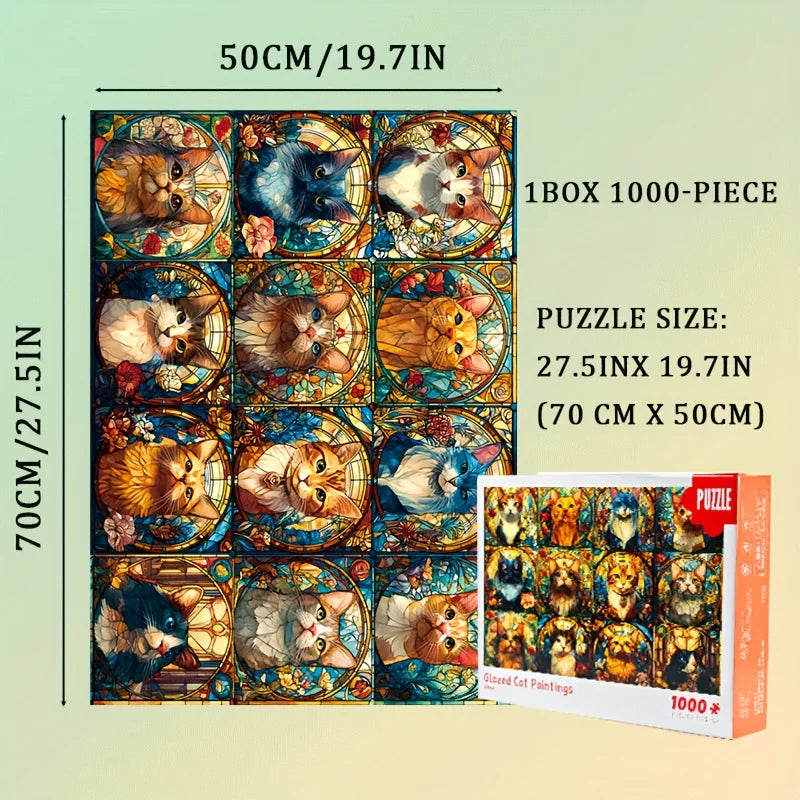 Christmas gifts for adults 1000-Piece Jigsaw Puzzle for Adults - 12 Zodiac Cats Design,Large 70x50 cm (27.5x19.7 Inches)