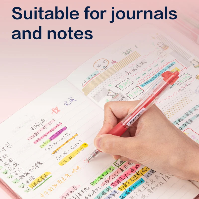 Deli 6/12 Color Gel Pen Set 0.5mm Journal Marking Pens for Planning Drawing & School Supplies Smooth Writing Gel Ink Pens