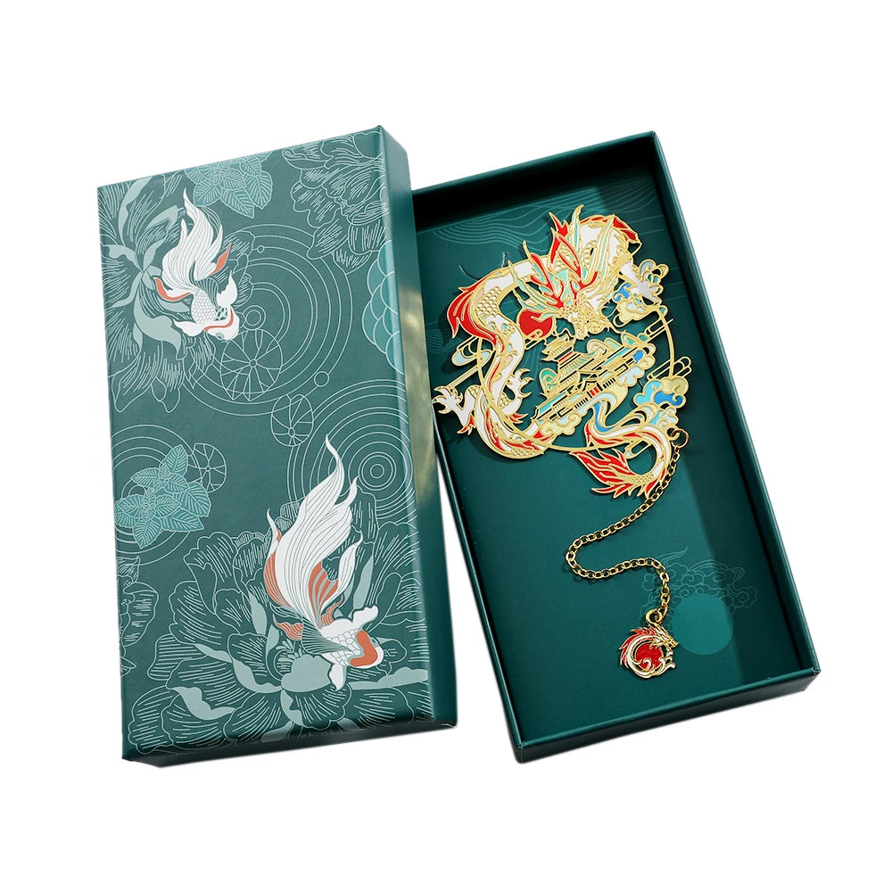 1pc Hollow Metal Bookmarks Chinese Divine Beasts Gift Boxed Reading Markers for Book Lovers Girls Book Accessories Gifts
