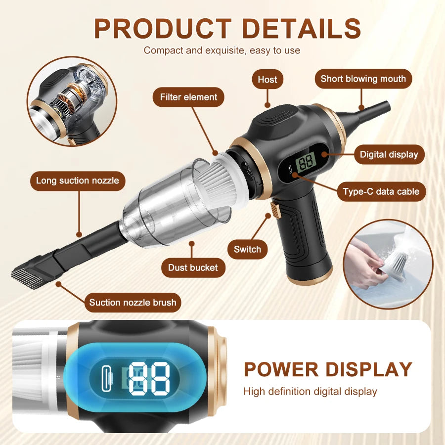 Cordless handheld vacuum cleaner, household appliance, sofa and desk cleaning, high-efficiency cleaner, carpet vacuum cleaner
