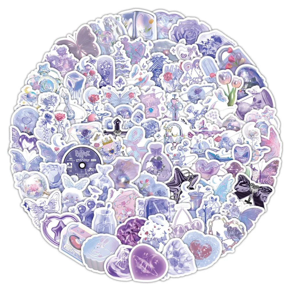103 Pcs Glittery Shimmery Purple Stickers - Sparkling Decorative Decals for Notebook & DIY Craft Embellishment AnimeWorlds Store