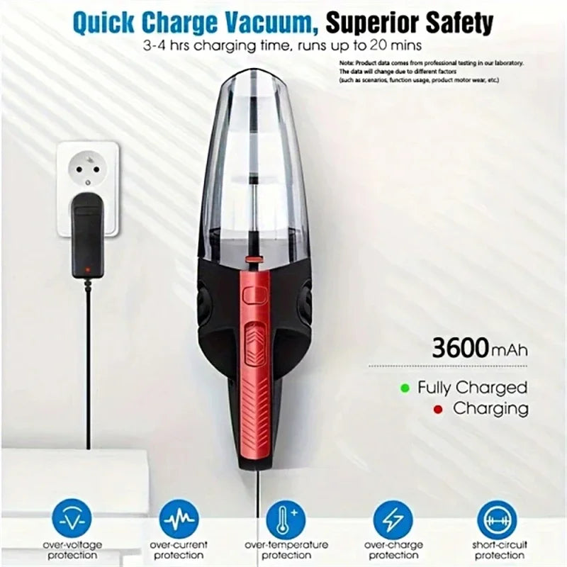 Wireless Vacuum Cleaner Portable Handheld Powerful Suction Rechargeable Cleaning Appliance Quick Charge for Car Home Pet Hair