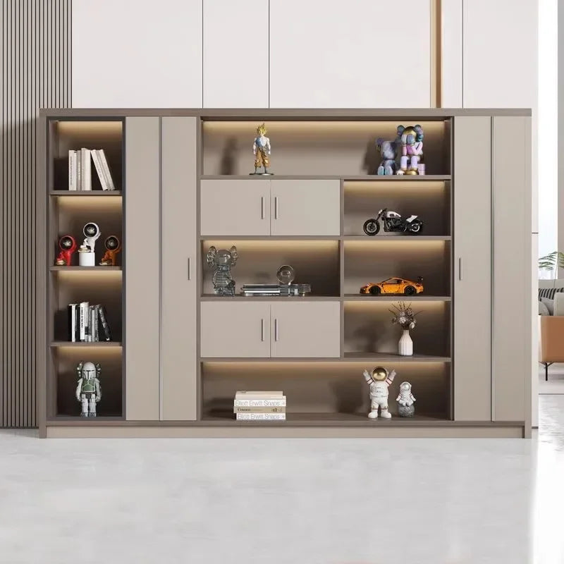 File cabinet boss office background cabinet light luxury wood file data cabinet storage bookcase locker against the wall