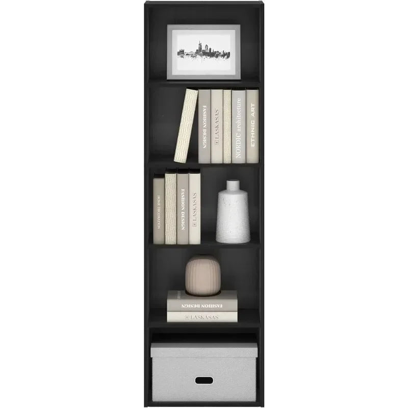 Customizable-Luder Bookcase / Bookshelf / Storage Shelves, 5-Tier, Blackwood