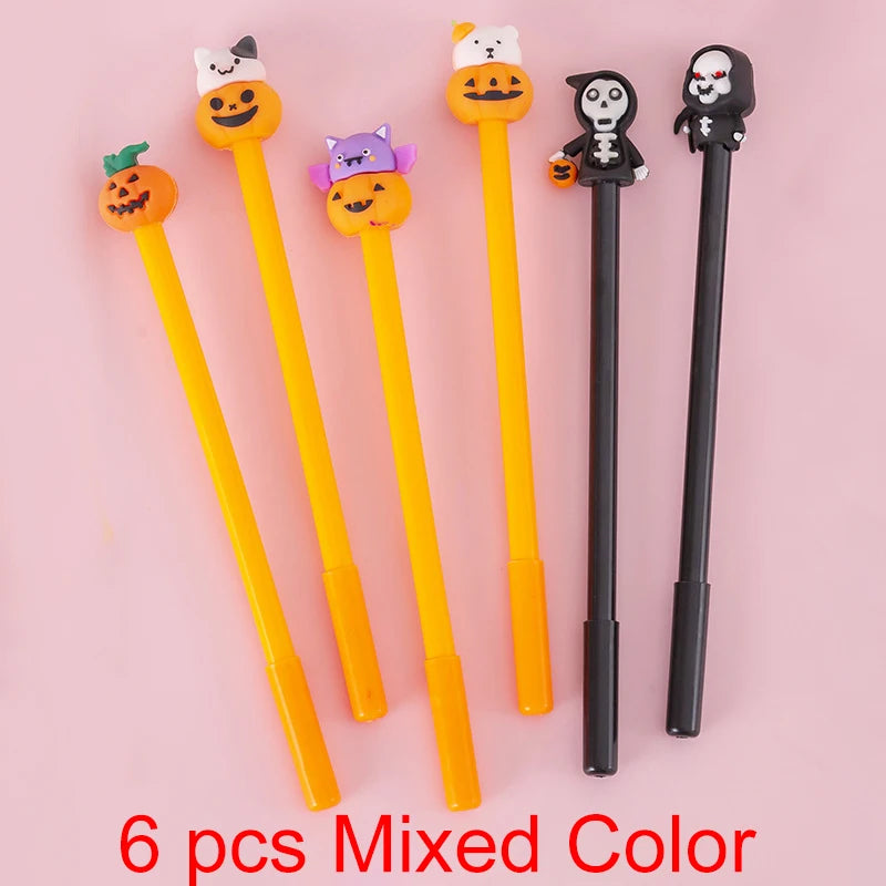 1-6-36 Pieces Stationery Cute Cartoon Halloween Pumpkin Cushaw Gel Pen Creative