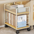 Rolling Bookshelf with Wheels, Metal Mesh Storage Organizer Rack for Home Office,No Assembly Required, Space Saving Utility Cart