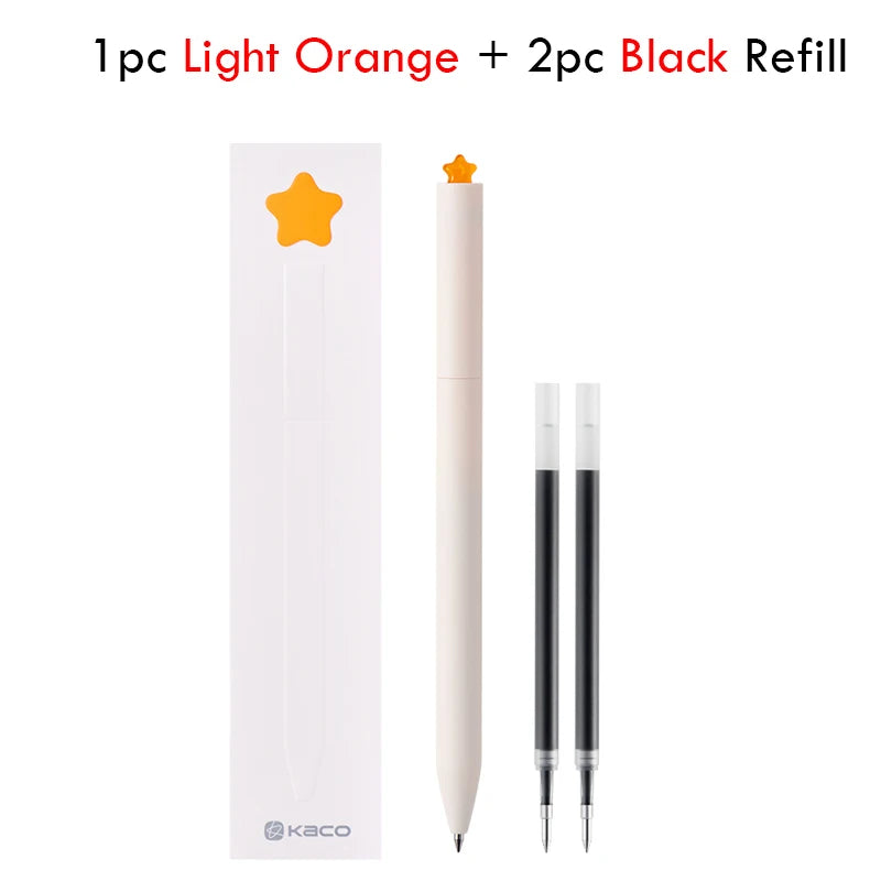 KACO Kawaii Rotate Gel Pen канцелярия 0.5MM Black Ink Fluent Writing Canetas High Capacity Boligrafo School Office Stationery