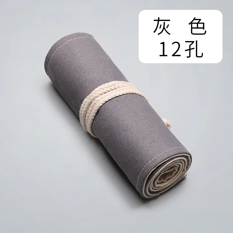 12/24/36/72Holes Pencil Case School Supplies Student Art Pen Bag Pouch Canva Pen Wrap Roll Cosmetic Brush Pen Storage Stationery