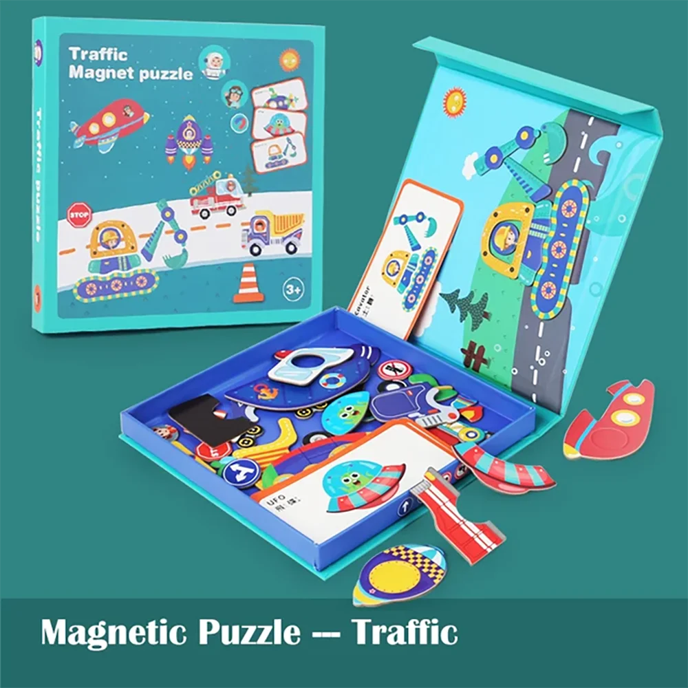Magnetic Puzzle Boy Face Dress Up Game Book Shaped S.T.E.M. Montessori Toys Learning Educational Gift for Ages 3+