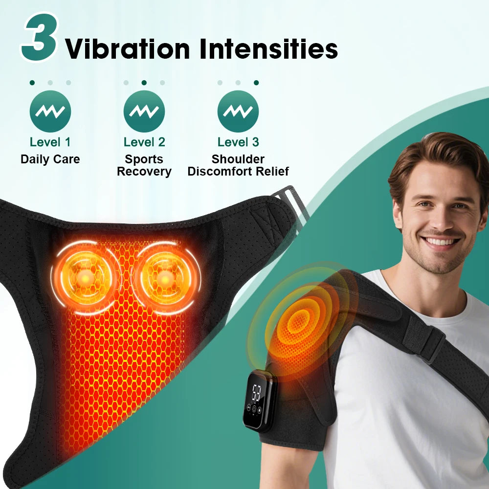 Ruza Online Cordless Heating Shoulder Massager Belt – Electric 3-Mode Vibration Shoulder Brace, Heated Shoulder Support Wrap, Arm Muscle Relaxation Therapy, Pain Relief & Recovery Support