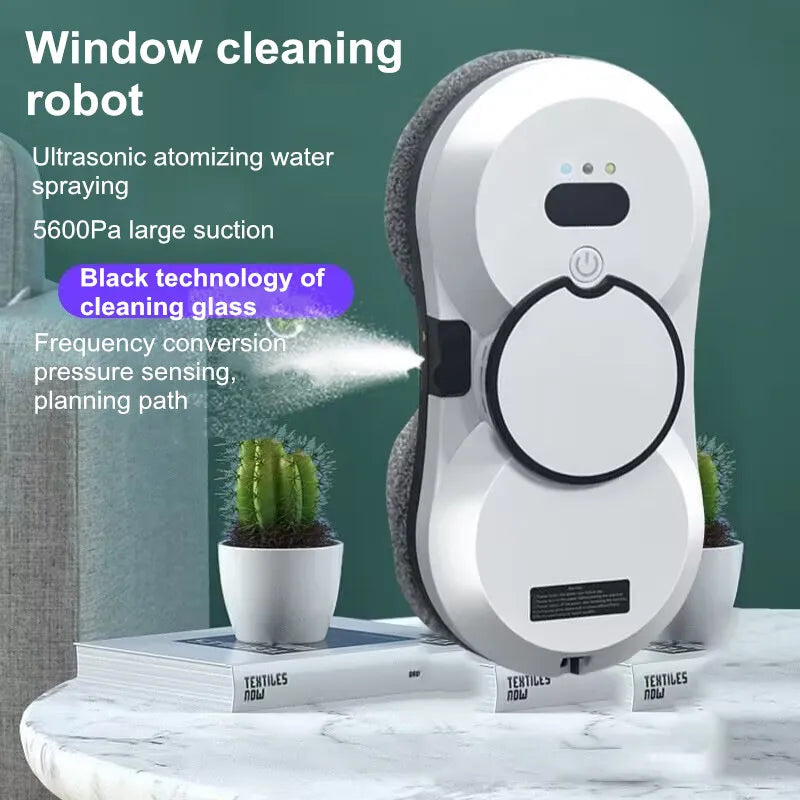 Smart Window Cleaning Robot Auto-Spray Electric Glass Cleaner with Remote Control 2800Pa Strong Suction for Home & High-Rise