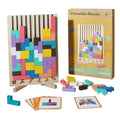 Wooden 3D Russian Blocks Puzzle Brain Teasers Toy Tangram Jigsaw Intelligence Colorful Blocks Montessori Educational