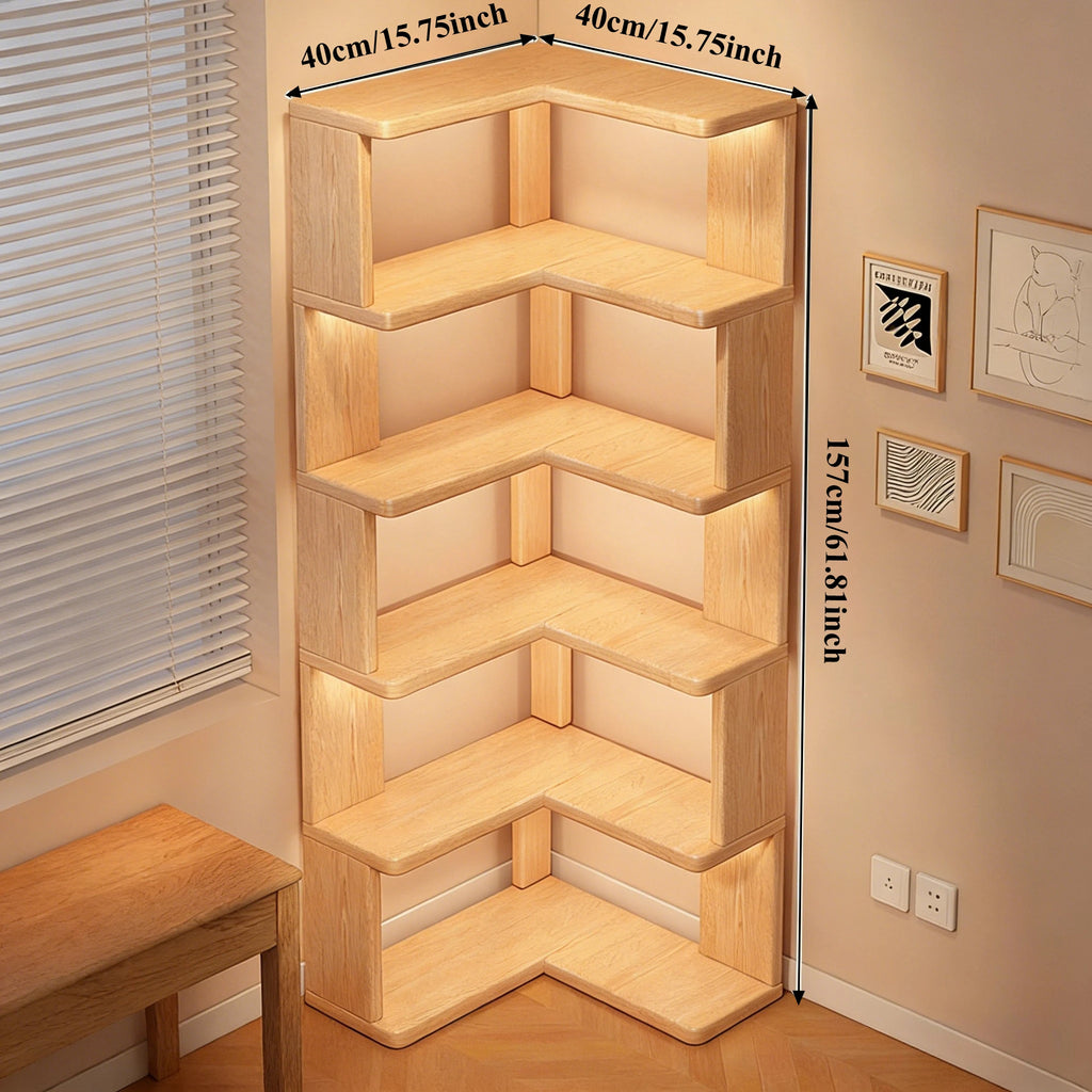 Wooden Corner Bookshelf Multi-layer Corner Cabinet Floor Rack Storage Shelf Bookshelf Storage Home Decorations