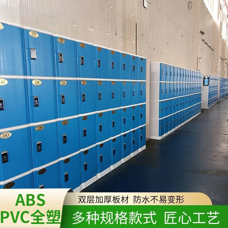 All-plastic office file storage cabinet with lock locker 3 doors multi-layer storage plastic locker