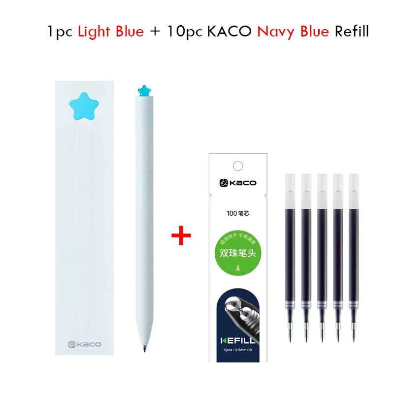 KACO Kawaii Rotate Gel Pen канцелярия 0.5MM Black Ink Fluent Writing Canetas High Capacity Boligrafo School Office Stationery