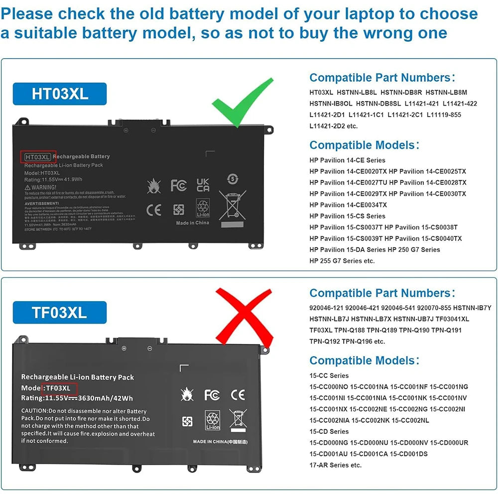 HT03XL L11119-855 Laptop Battery Replacement for HP Pavilion 14 15 17 15-CS 15-DA 15-DB 15-DW Series 15-CS0053CL 15-DW0033NR