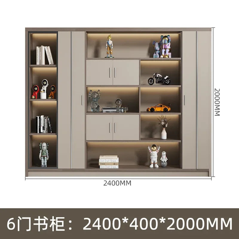 File cabinet boss office background cabinet light luxury wood file data cabinet storage bookcase locker against the wall