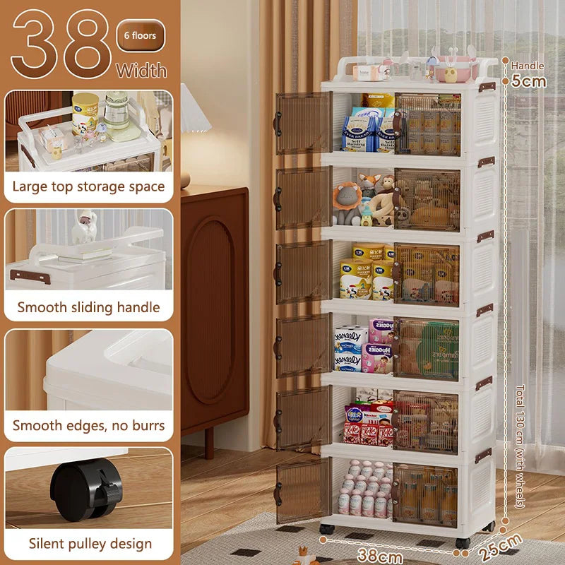 Foldable Home Storage Cabinet for Bathroom And Kitchen Multi-layer Floor-standing Shelf Desktop Organizer for Living Room Gap