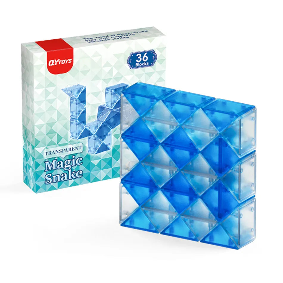 QiYi Magic Ruler Crystal Clear Glass Color 24/36/48/60/72 Segments cubo magico Snake Twist Cube Educational Toy For Kids Gift