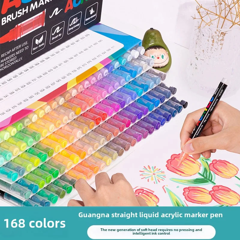 12-120 Colors Waterproof Acrylic Marker Pens with Soft Brush Nib,  Students' Art on Glass, Stone, Metal, Wood, Plastic &Paper