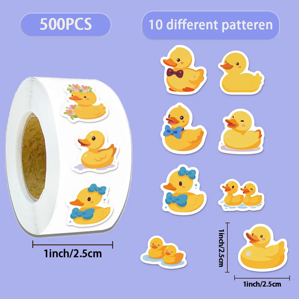 500PCS Ten Different Patterns of Yellow Duck Roll Stickers Graffiti Handbooks DIY Luggage Notebook Waterproof Stickers