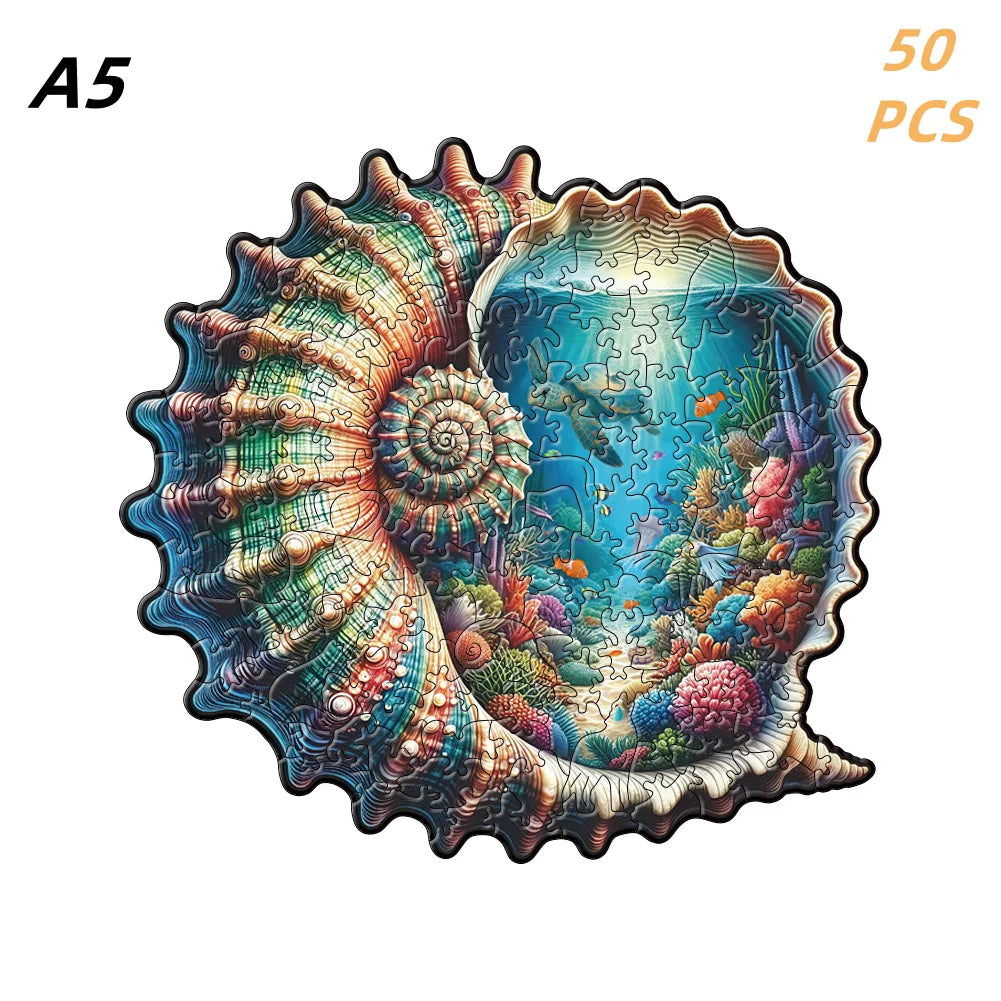 Seashell Wooden Puzzle for Adults Game Whimsy Coastal Ocean Decor Wood Jigsaw Art  Puzzle Board Educational Christmas Gifts Toys
