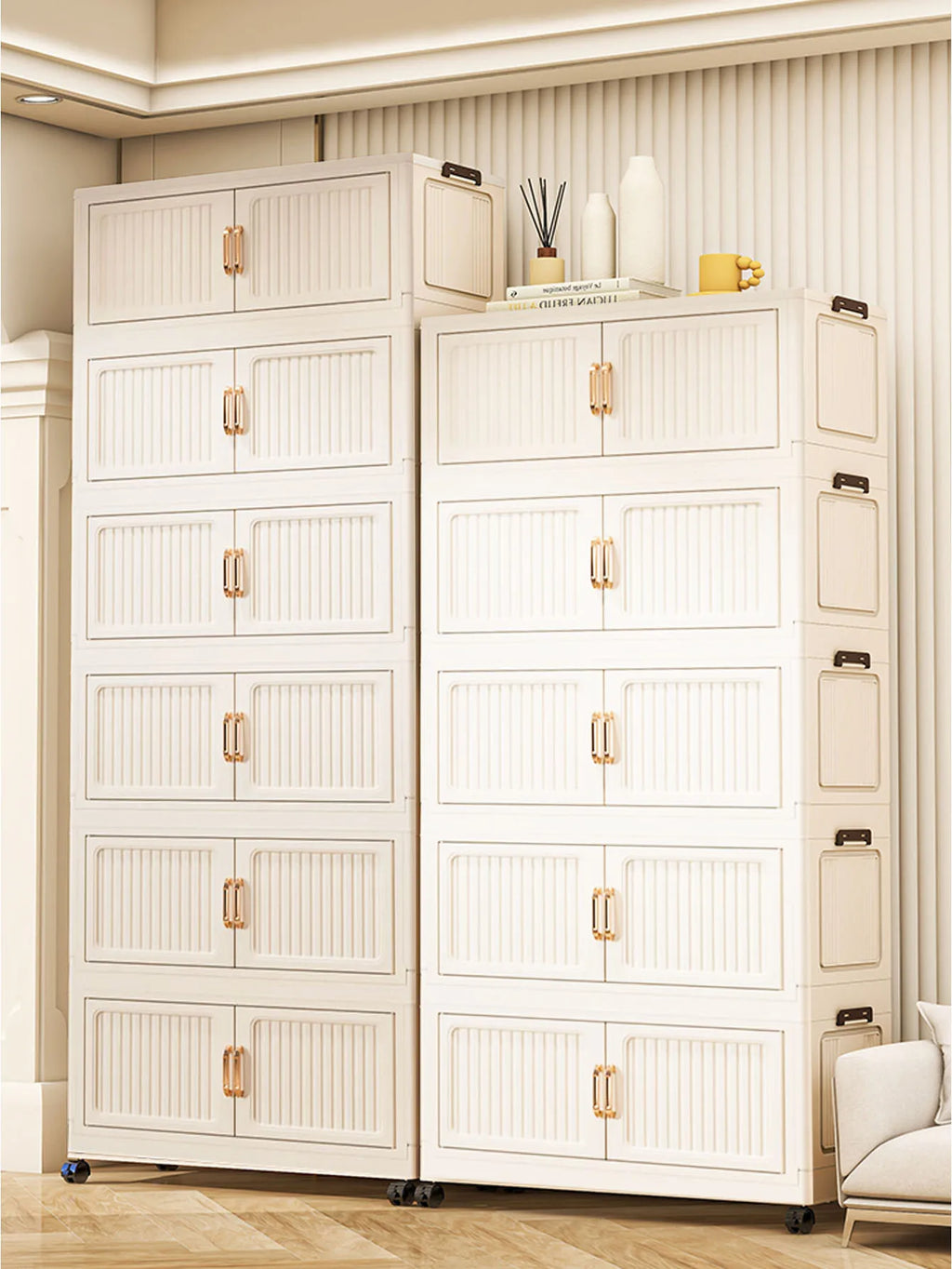 Thickened MultiFunctional Storage Cabinet with Double Doors for Home Living Room Multiple Layers Room Organizer for Miscellaneou