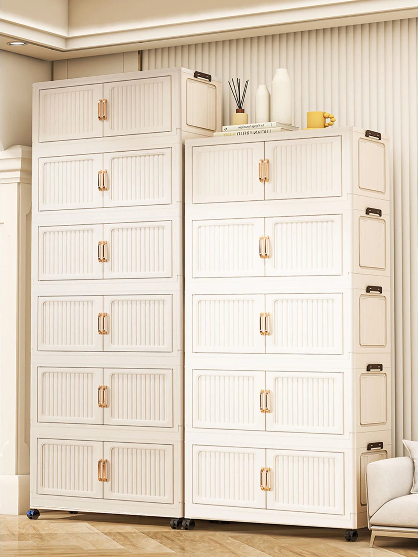 Thickened MultiFunctional Storage Cabinet with Double Doors for Home Living Room Multiple Layers Room Organizer for Miscellaneou