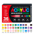 12-120 Colors Waterproof Acrylic Marker Pens with Soft Brush Nib,  Students' Art on Glass, Stone, Metal, Wood, Plastic &Paper