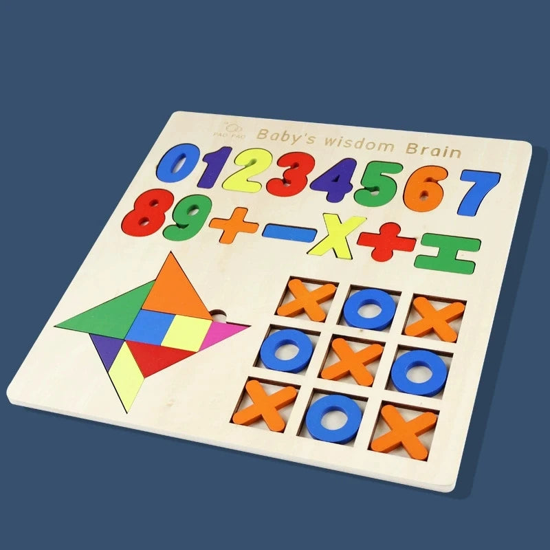 3 In 1 Montessori Wooden Puzzles Color Cognitive Sorting Mathematical Calculation Intelligence Puzzle Jigsaw Board For Kids