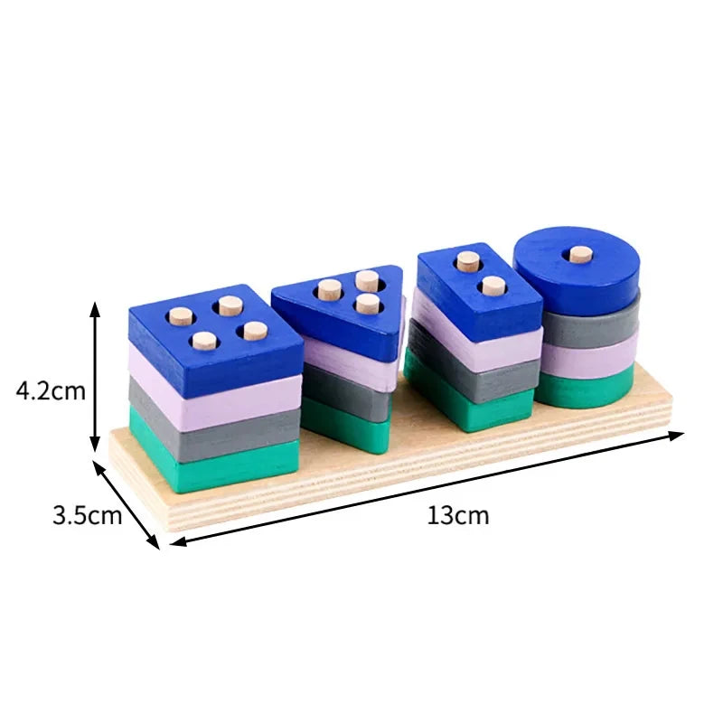Mini Montessori Toy Wooden Building Blocks Educational Toys Macarone Color Color Shape Match Puzzle Toys For Boys Girls
