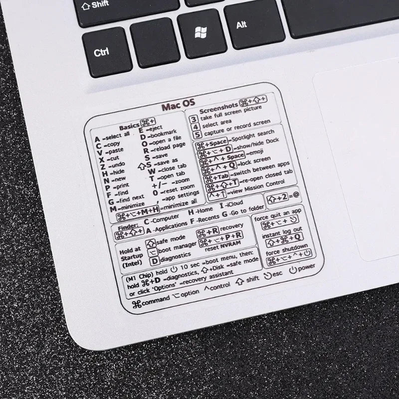 For Windows PC Computer Reference Keyboard Shortcut Stickers Adhesive Transparent Decal For Macbook OS Laptop Desktop Shortcuts