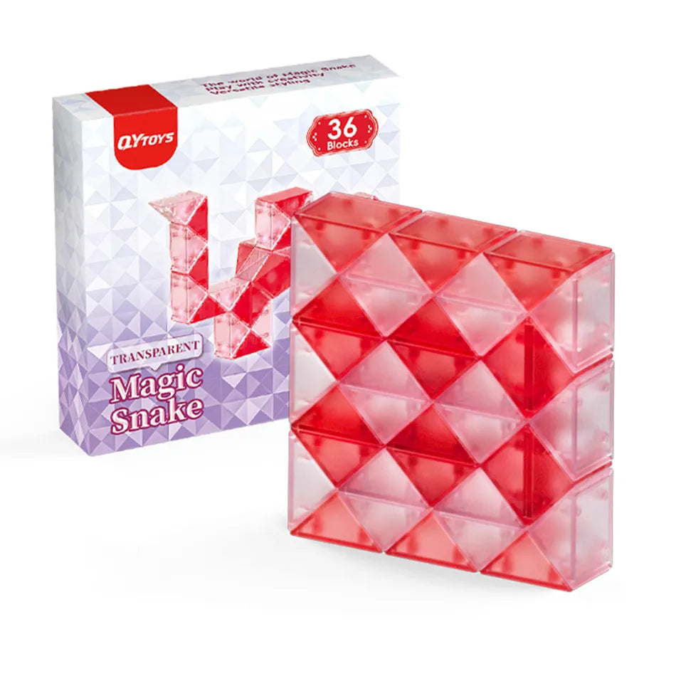 QiYi Magic Ruler Crystal Clear Glass Color 24/36/48/60/72 Segments cubo magico Snake Twist Cube Educational Toy For Kids Gift