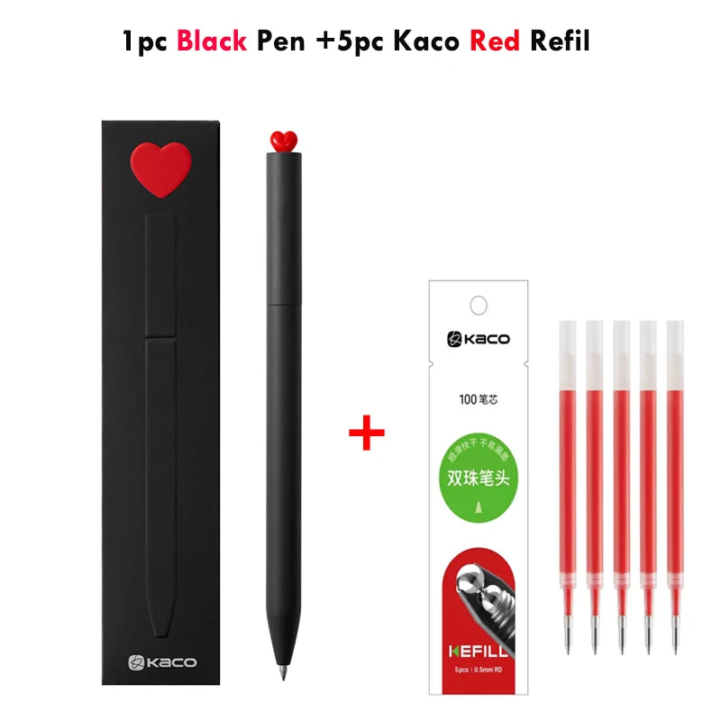 KACO Kawaii Rotate Gel Pen канцелярия 0.5MM Black Ink Fluent Writing Canetas High Capacity Boligrafo School Office Stationery