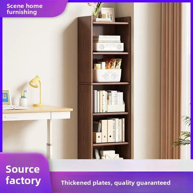 Narrow Bookshelf Modern Simple Small Floor-to-wall Multi-layer Storage Rack Corner Cabinet Narrow Locker