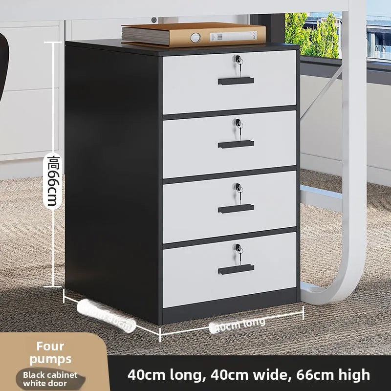 File cabinet with lock Office wooden mobile storage cabinet Drawer cabinet with wheel
