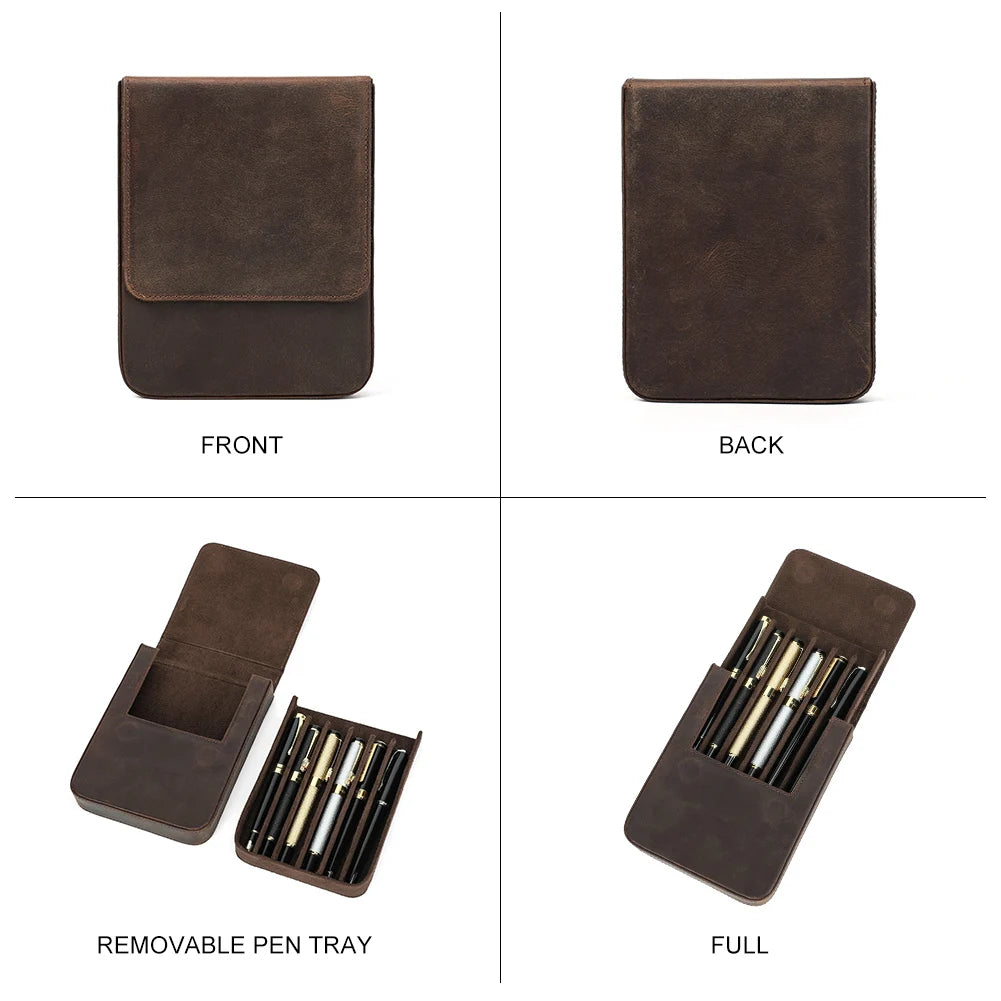 ExquisiteHandmade Fountain Pen Case Leather For Men Women Holder Pen Pouch Retro Pen Box Organizer Boys Girls School