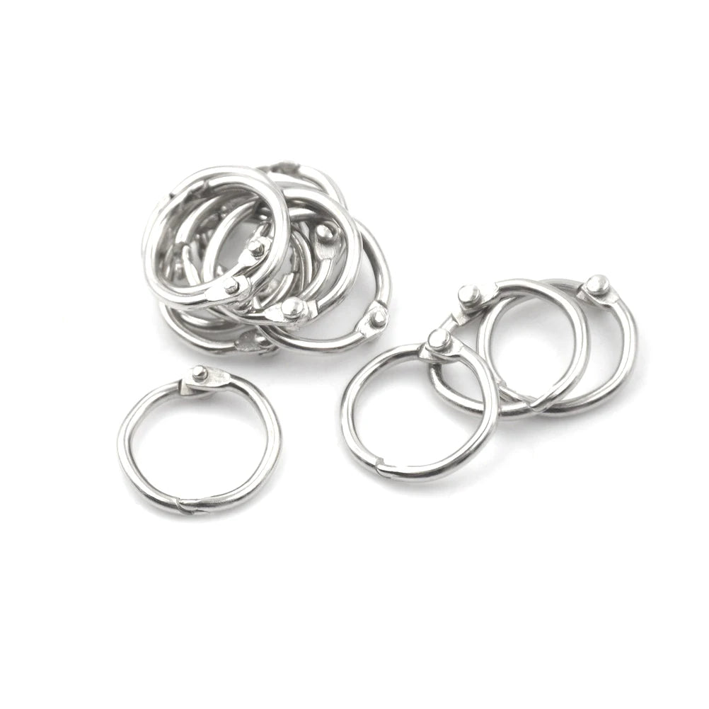 50Pcs Metal Ring Binder Staple Book Binder Albums Loose-leaf Book Hoops 15-80mm Loose Leaf Ring Keychain Office Binding Supplies