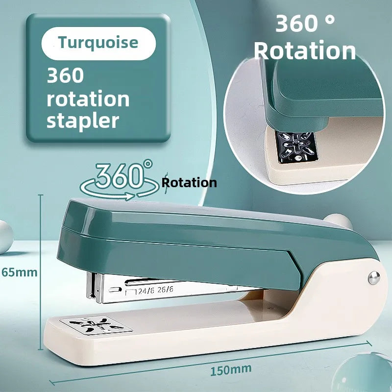 1pc 360° Rotatable Stapler with Staple Remover, Heavy Duty Stapling Machine for Home Office, Large Capacity & Strong Clutch